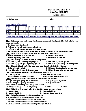 Đề thi học kỳ II môn Vật lý Lớp 9 - Mã đề 001 - Năm học 2018-2019
